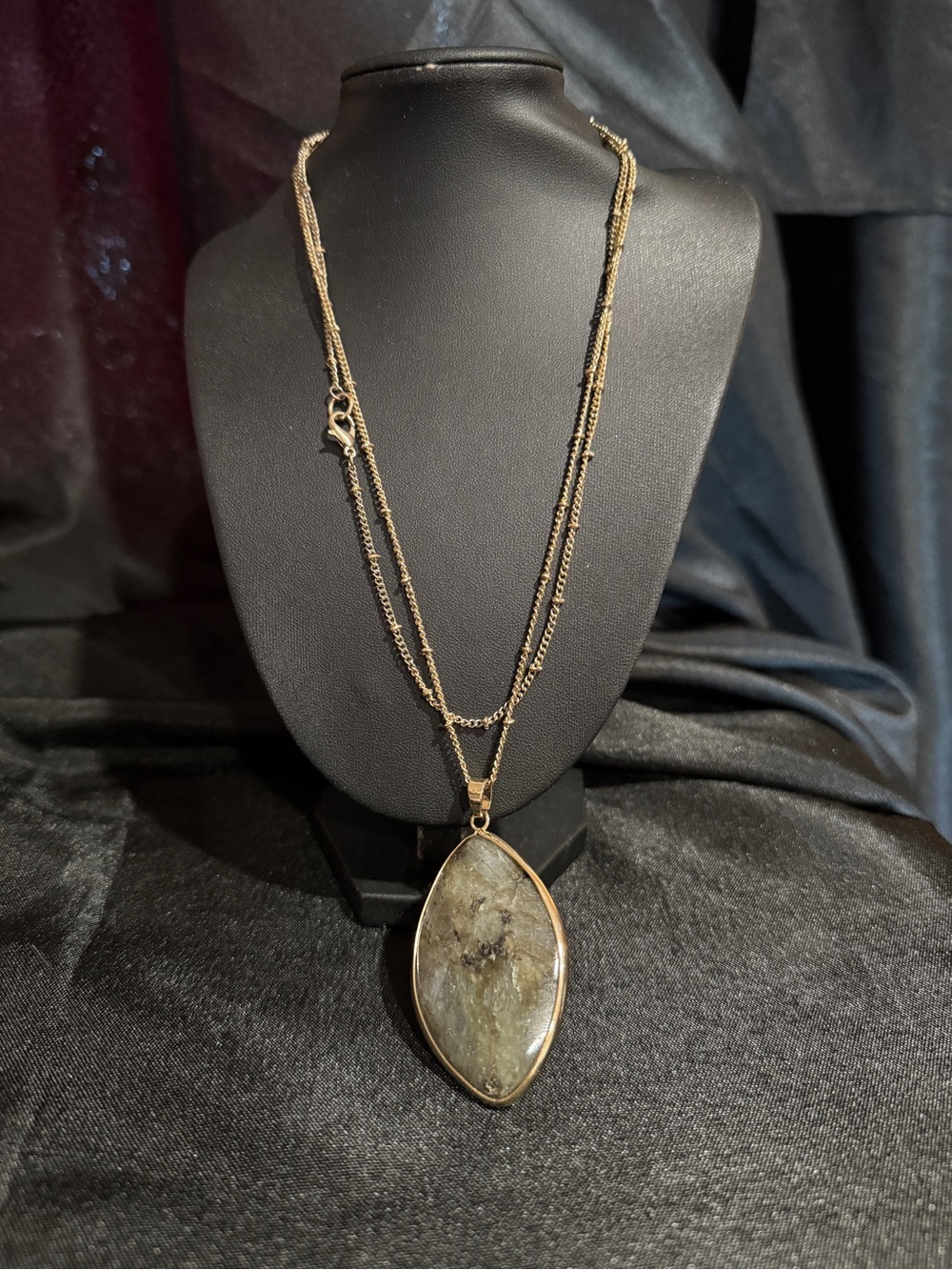 Gold-Tone green  Marquise Pendant Necklace - Women Jewelry